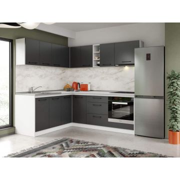 Set Mobila Bucatarie Colt Mina Grafit 180*220 Gri Antracit - C86