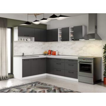 Set Mobila Bucatarie Colt Mina Grafit 180*220 Gri Antracit - C94