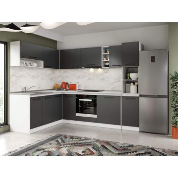 Set Mobila Bucatarie Colt Mina Grafit 180*260 Gri Antracit - C85