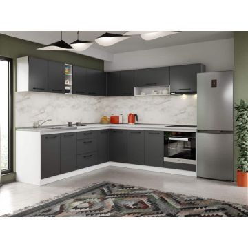 Set Mobila Bucatarie Colt Mina Grafit 240*240 Gri Antracit - C87