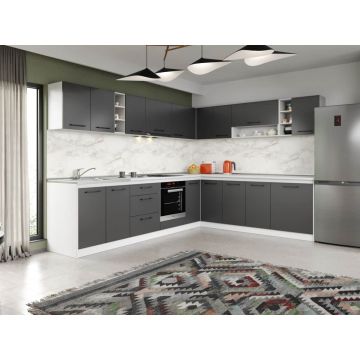 Set Mobila Bucatarie Colt Mina Grafit 300*240 Gri Antracit - C88