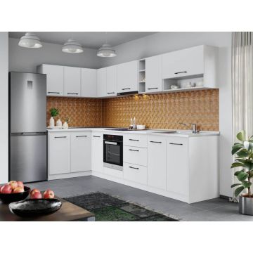Set Mobila Bucatarie Colt Mina Pure 140*300 Alb C62