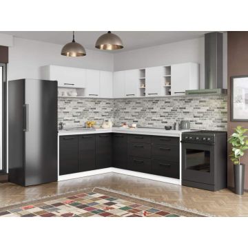 Set Mobila Bucatarie Colt Mina Yang 180*220 Ferrara/Alb C148