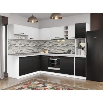 Set Mobila Bucatarie Colt Mina Yang 180*260 Ferrara/Alb C139