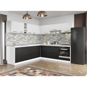 Set Mobila Bucatarie Colt Mina Yang 240*240 Ferrara/Alb C141