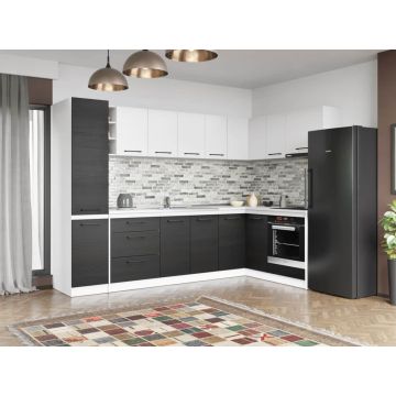 Set Mobila Bucatarie Colt Mina Yang 280*160 Ferrara/Alb C144