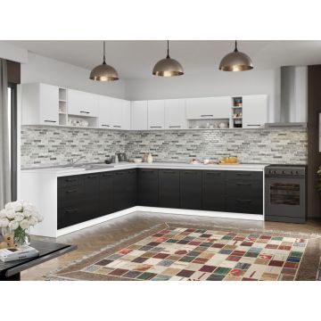 Set Mobila Bucatarie Colt Mina Yang 280*280 Ferrara/Alb C146