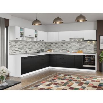 Set Mobila Bucatarie Colt Mina Yang 300*300 Ferrara/Alb C145