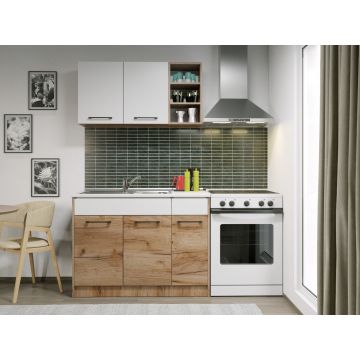 Set Mobila Bucatarie Gastro 110 Alb/Stejar - C17