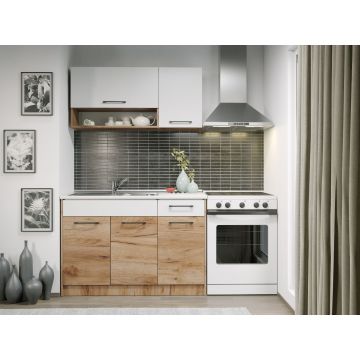 Set Mobila Bucatarie Gastro 120 Alb/Stejar - C19