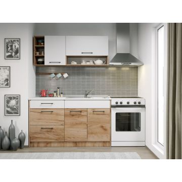 Set Mobila Bucatarie Gastro 140 Alb/Stejar - C09