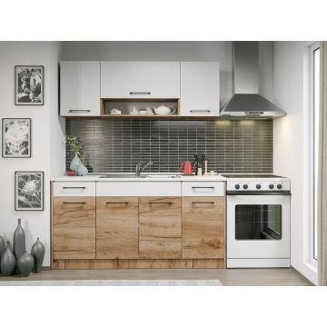 Set Mobila Bucatarie Gastro 160 Alb/Stejar - C21
