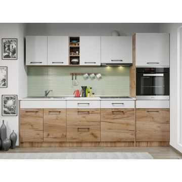Set Mobila Bucatarie Gastro 260 Alb/Stejar - C24
