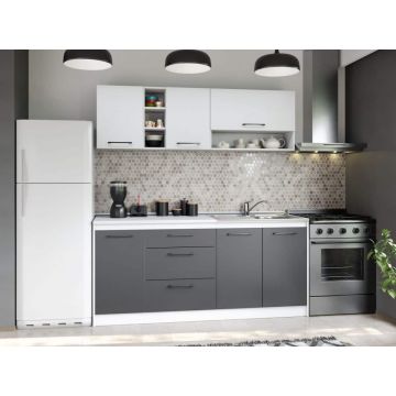 Set Mobila Bucatarie Mina Dual 180 Gri Antracit/Alb C99
