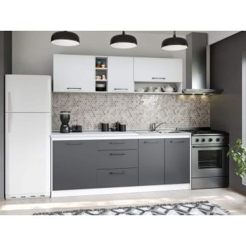 Set Mobila Bucatarie Mina Dual 200 Gri Antracit/Alb C95