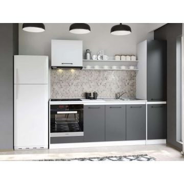 Set Mobila Bucatarie Mina Dual 220 Gri Antracit/Alb C110