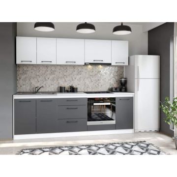 Set Mobila Bucatarie Mina Dual 240 Gri Antracit/Alb C96