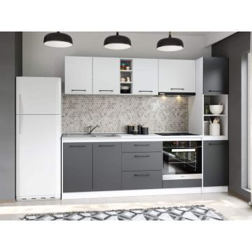Set Mobila Bucatarie Mina Dual 244 Gri Antracit/Alb C121