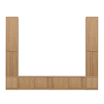 Set TV în culoare naturală cu aspect de lemn de stejar 300x243 cm Modulair – vtwonen