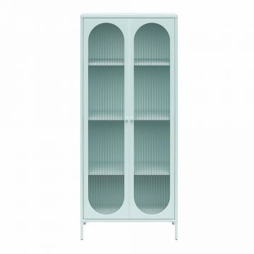 Vitrină albastru-deschis din metal 80x186x40 cm Luna – Støraa