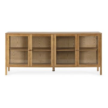 Vitrină în culoare naturală cu aspect de lemn de stejar 180x80x40 cm Ceci – MOME Vitrină în culoare naturală cu aspect de lemn de stejar 180x80x40 cm Ceci – MOME