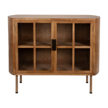 Vitrină în culoare naturală din lemn de arbore de cauciuc 100x80x38 cm Yaz – White Label