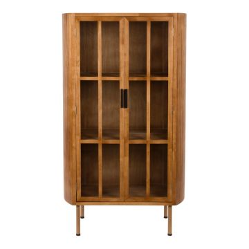 Vitrină în culoare naturală din lemn de arbore de cauciuc 80x140x38 cm Yaz – White Label Vitrină în culoare naturală din lemn de arbore de cauciuc 80x140x38 cm Yaz – White Label