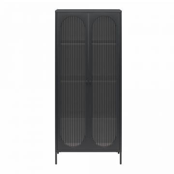 Vitrină neagră din metal 80x186x40 cm Luna – Støraa