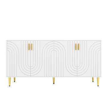 Comodă elegantă cu design unic cu valuri, Alb | Aosom Romania Comodă elegantă cu design unic cu valuri, Alb | Aosom Romania