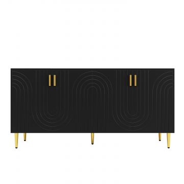 Comodă elegantă cu design unic cu valuri, Negru | Aosom Romania Comodă elegantă cu design unic cu valuri, Negru | Aosom Romania