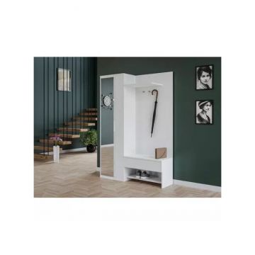 Cuier Milo Matt cu finisaj mat, design minimalist și PAL melaminat, 140x40x200 cm, alb Cuier Milo Matt cu finisaj mat, design minimalist și PAL melaminat, 140x40x200 cm, alb