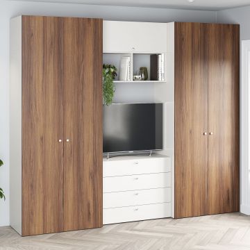 Dressing dormitor ARONA A 270, A50, H230, 5U4S, Alb Portelan, Nuc Warmia