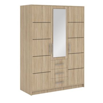 Dulap Bali D3 cu polite si bara umerase din PAL, 1,47x0,58x2,00 m, Sonoma