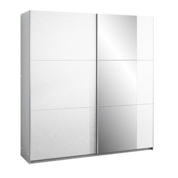 Dulap Bastia cu usi culisante si 12 rafturi din PAL, 2,00x0,65x2,15 m, alb