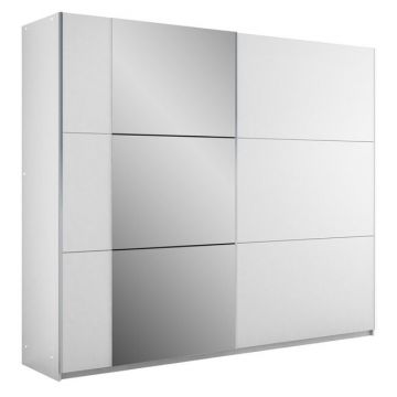 Dulap Bastia cu usi culisante si 12 rafturi din PAL, 2,50x0,61x2,15 m, alb Dulap Bastia cu usi culisante si 12 rafturi din PAL, 2,50x0,61x2,15 m, alb