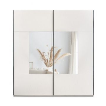 Dulap Boston, design modern cu usi culisante, PAL melaminat, 215x203x65 cm, Alb