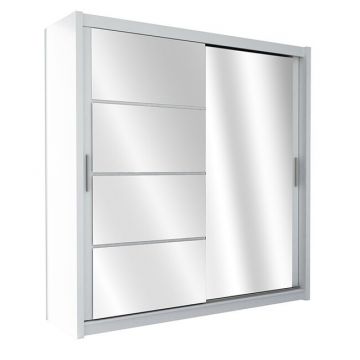 Dulap Brandon cu usi glisante si oglinda din PAL, 1,50x0,61x2,15 m, alb Dulap Brandon cu usi glisante si oglinda din PAL, 1,50x0,61x2,15 m, alb