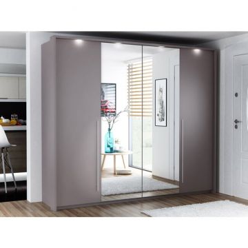 Dulap Brema cu usi glisante si oglinda din PAL, 2,55x0,65x2,19 m, lava Dulap Brema cu usi glisante si oglinda din PAL, 2,55x0,65x2,19 m, lava