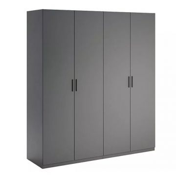 Dulap Dominika cu 4 uși, spațios și funcțional, 210x179.2x55 cm, gri Dulap Dominika cu 4 uși, spațios și funcțional, 210x179.2x55 cm, gri
