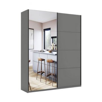 Dulap Dominika cu uși culisante, sistem glisant modern, 211.5x150x61.5 cm, gri Dulap Dominika cu uși culisante, sistem glisant modern, 211.5x150x61.5 cm, gri