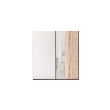 Dulap Evora, usi culisante cu feronerie HAFELE, PAL melaminat, 215x203x65 cm, Stejar Wotan