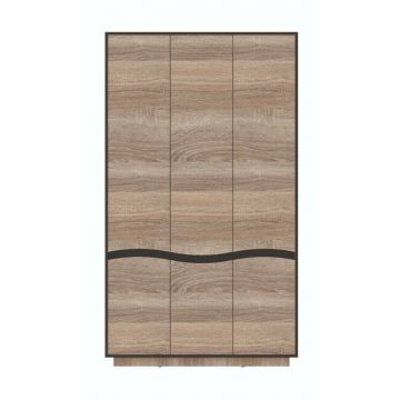 Dulap Geneva 3D, compartimentare eficientă și finisaje elegante, PAL melaminat rezistent, 206.5x118.4x50 cm, Sonoma Trufa și Wenge