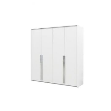 Dulap Genua, compartimentare eficientă, PAL melaminat rezistent și uși glisante, 210x217x65 cm, alb