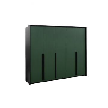 Dulap Genua, design modern și funcțional, PAL melaminat premium, uși glisante cu feronerie Hafele, 255x217x65 cm, verde