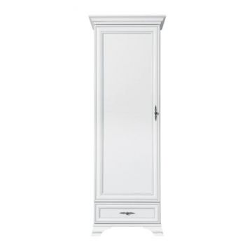 Dulap Idento REG1D1S, cu vitrină, 1 ușă și 1 sertar, MDF și PAL laminat, 69.5x43x210 cm, alb alpin