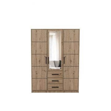 Dulap Kos D3 cu 3 uși, compartimentare practică și design modern, 149x58x200 cm Dulap Kos D3 cu 3 uși, compartimentare practică și design modern, 149x58x200 cm