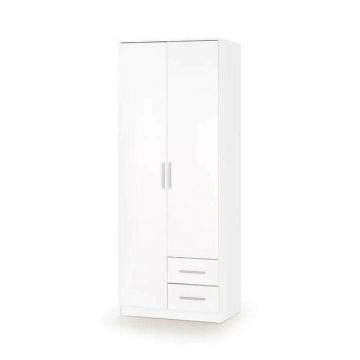 Dulap Lima S2, structură solidă, PAL laminat lucios, 80x52x205 cm, alb Dulap Lima S2, structură solidă, PAL laminat lucios, 80x52x205 cm, alb