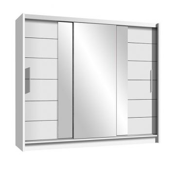 Dulap Lizbona 2 dulap cu usi culisante din pal melaminat cu feronerie de calitate și compartimentare practică, 250x61x215 cm, alb