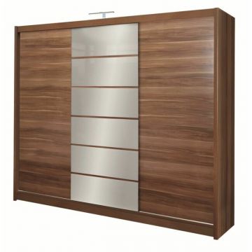 Dulap Malibu dulap cu usi culisante din pal melaminat cu feronerie de calitate și compartimentare practică, 250x61x215 cm, sliwa