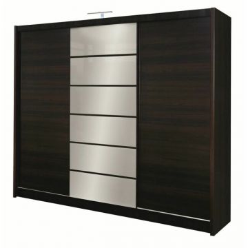 Dulap Malibu dulap cu usi culisante din pal melaminat cu feronerie de calitate și compartimentare practică, 250x61x215 cm, wenge